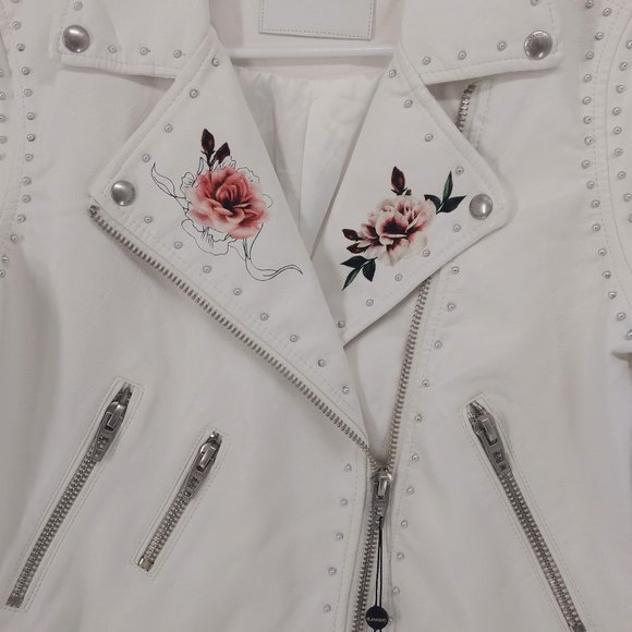 NWOT BLANK NYC Faux Leather Moto Studded Jacket S - Picture 3 of 13